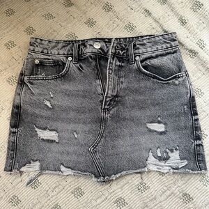 Zara Gray Mini Skirt Distressed Casual Night Out